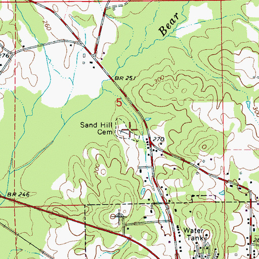 Topographic Map of Sand Hill Cemetery, AL