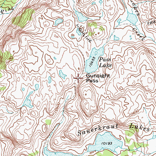 Topographic Map of Gunsight Pass, WY
