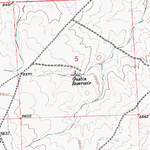 Topographic Map of Gustin Reservoir, WY