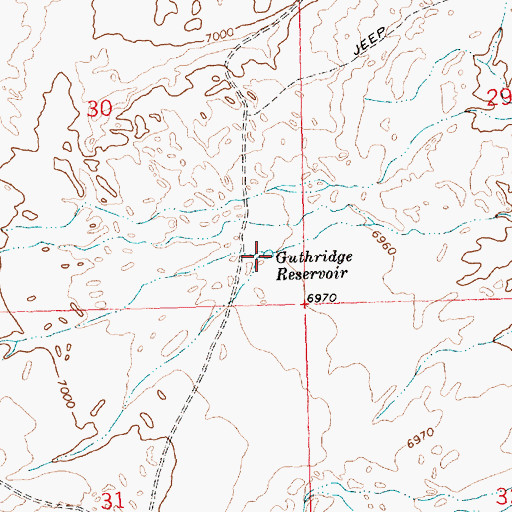 Topographic Map of Guthridge Reservoir, WY