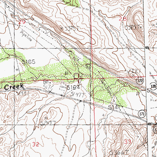 Topographic Map of Gwynns Ranch, WY