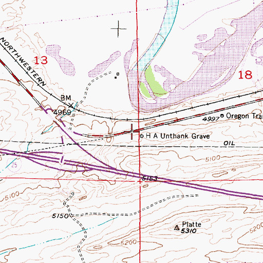 Topographic Map of H A Unthank Grave, WY