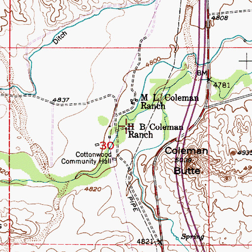Topographic Map of H B Coleman Ranch, WY