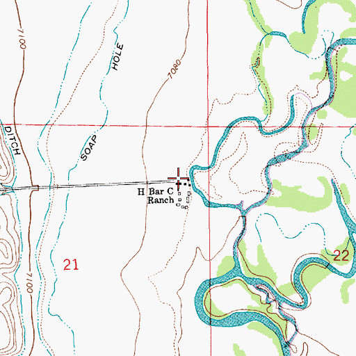Topographic Map of H Bar C Ranch, WY