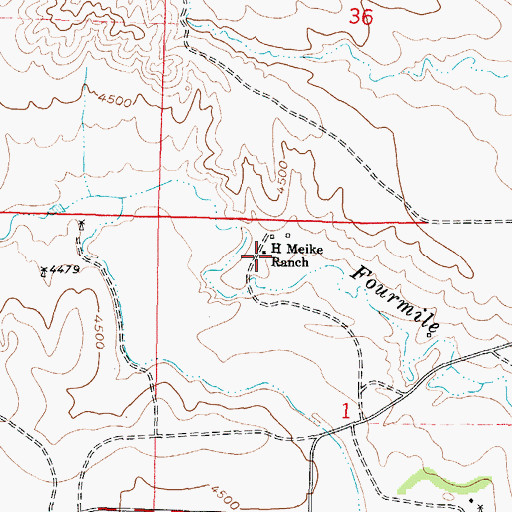 Topographic Map of H Meike Ranch, WY