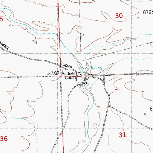 Topographic Map of Hadsell Cabin, WY