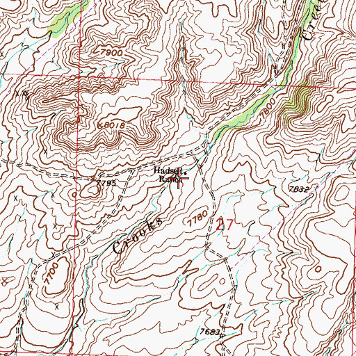 Topographic Map of Hadsell Ranch, WY