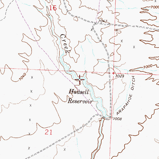 Topographic Map of Hadsell Reservoir, WY