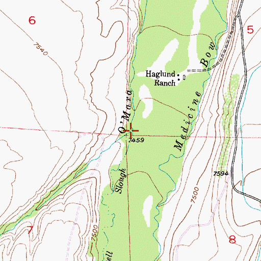 Topographic Map of Hadsell Slough, WY