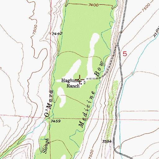 Topographic Map of Haglund Ranch, WY