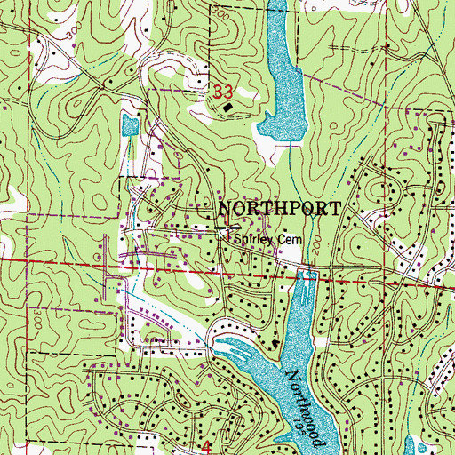 Topographic Map of Shirley Cemetery, AL