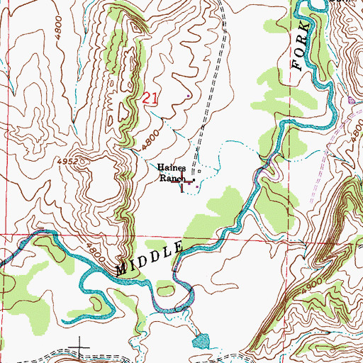 Topographic Map of Haines Ranch, WY