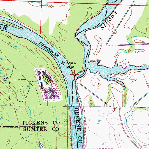 Topographic Map of Sipsey River, AL