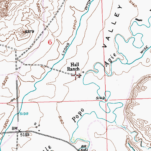 Topographic Map of Hall Ranch, WY
