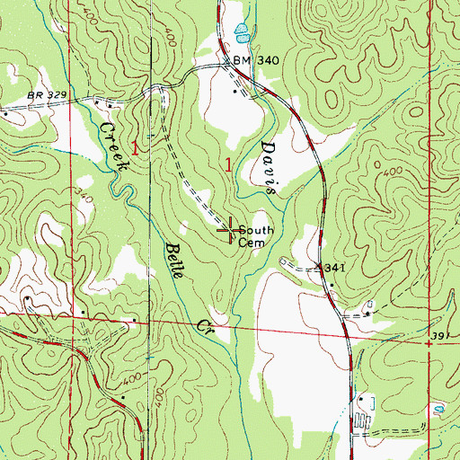 Topographic Map of South Cemetery, AL