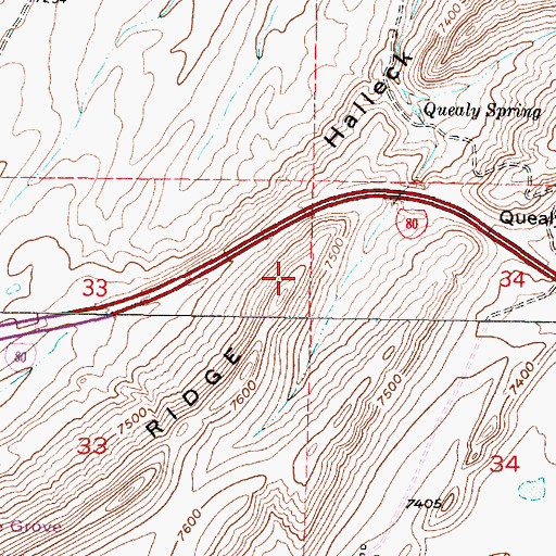 Topographic Map of Halleck Ridge, WY