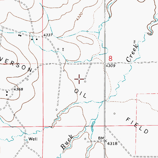 Topographic Map of Halverson Oil Field, WY