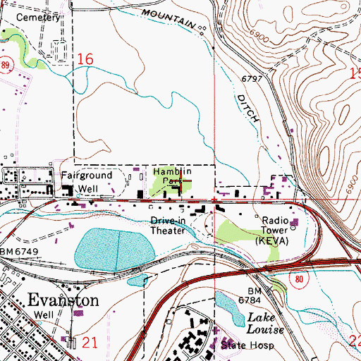 Topographic Map of Hamblin Park, WY