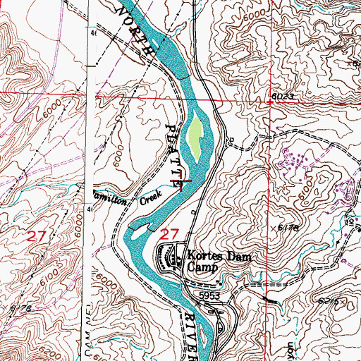 Topographic Map of Hamilton Creek, WY
