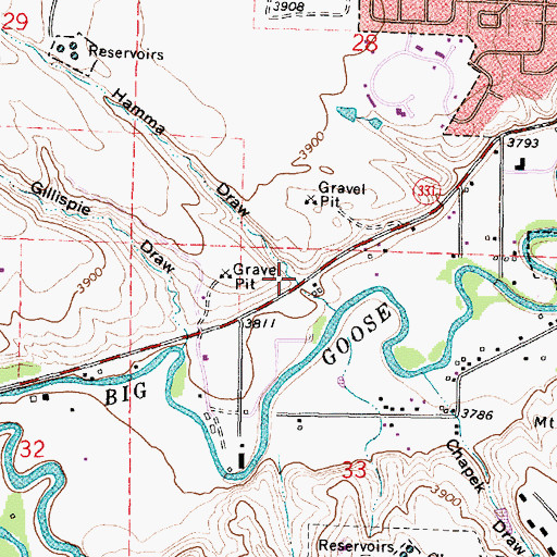 Topographic Map of Hamma Draw, WY
