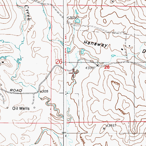Topographic Map of Hanaway Draw, WY
