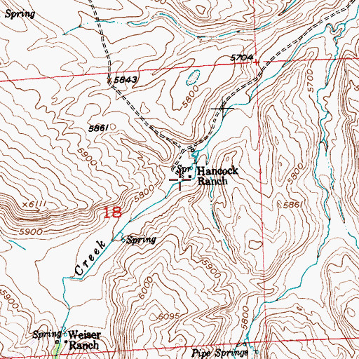 Topographic Map of Hancock Ranch, WY