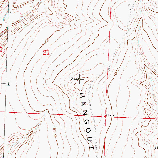 Topographic Map of Hangout Ridge, WY
