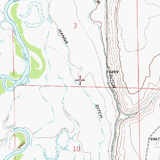 Topographic Map of Hanna Ditch, WY