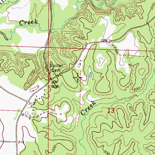 Topographic Map of Spiller Cemetery, AL