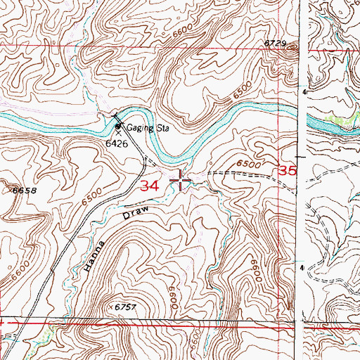 Topographic Map of Hanna Draw, WY