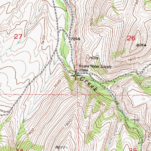 Topographic Map of Hanna Water Supply, WY