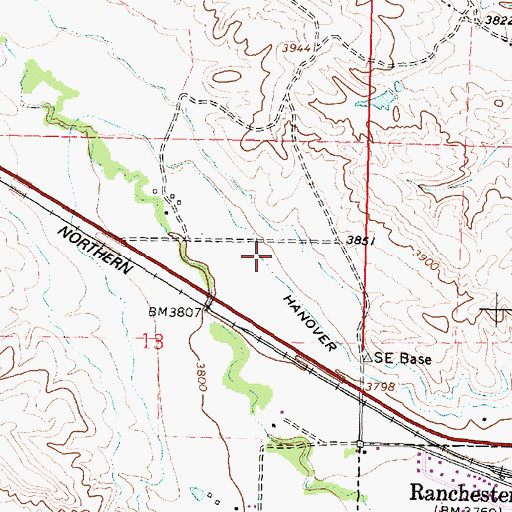Topographic Map of Hanover Ditch, WY