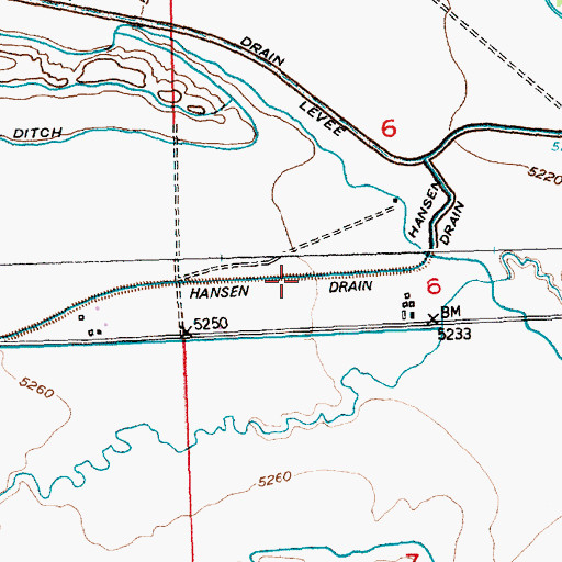 Topographic Map of Hansen Drain, WY