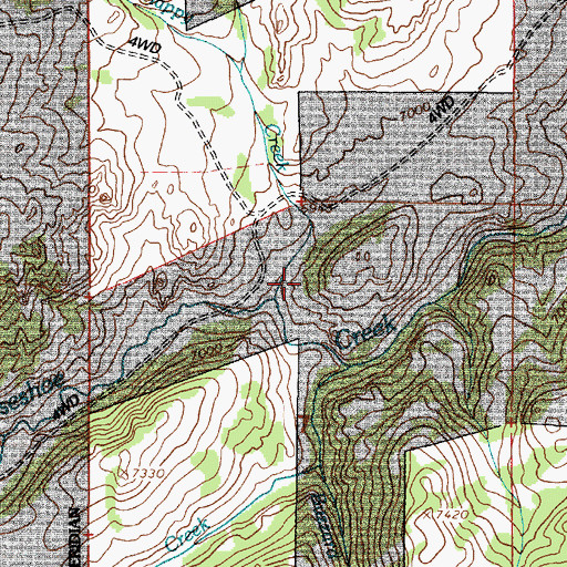 Topographic Map of Happy Creek, WY