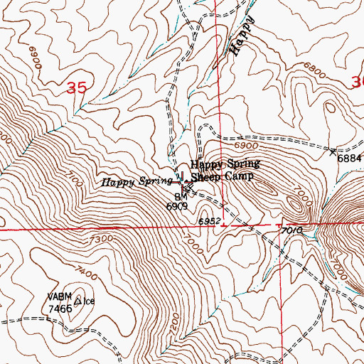 Topographic Map of Happy Spring Sheep Camp, WY