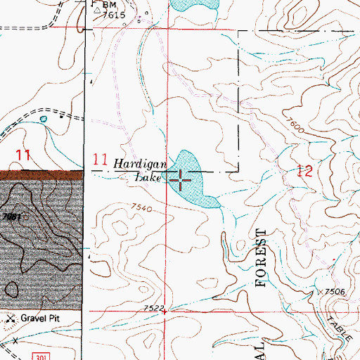 Topographic Map of Hardigan Lake, WY