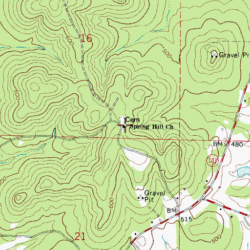 Topographic Map of Spring Hill Church, AL