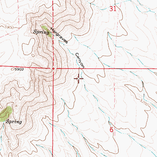 Topographic Map of Hargraves Canyon, WY