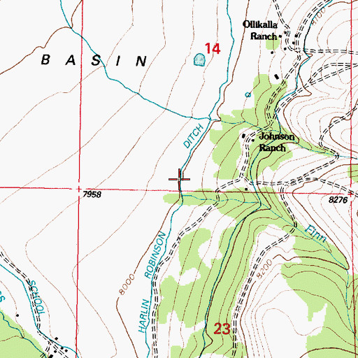 Topographic Map of Harlin Robinson Ditch, WY