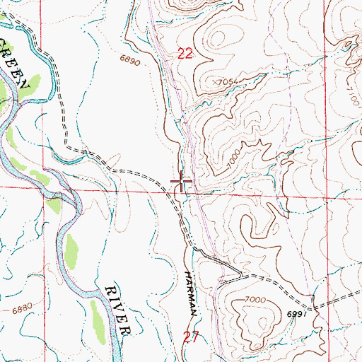 Topographic Map of Harman Ditch, WY
