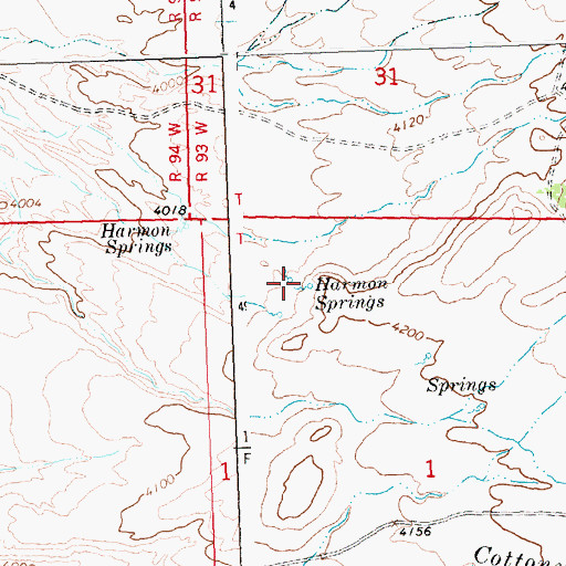 Topographic Map of Harmon Springs, WY