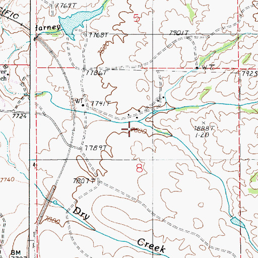 Topographic Map of Harnden Ranch, WY