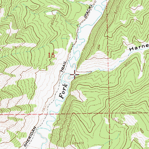 Topographic Map of Harness Gulch, WY