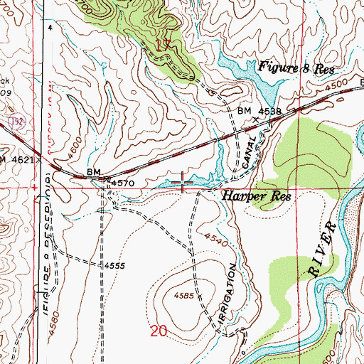 Topographic Map of Harper Reservoir, WY