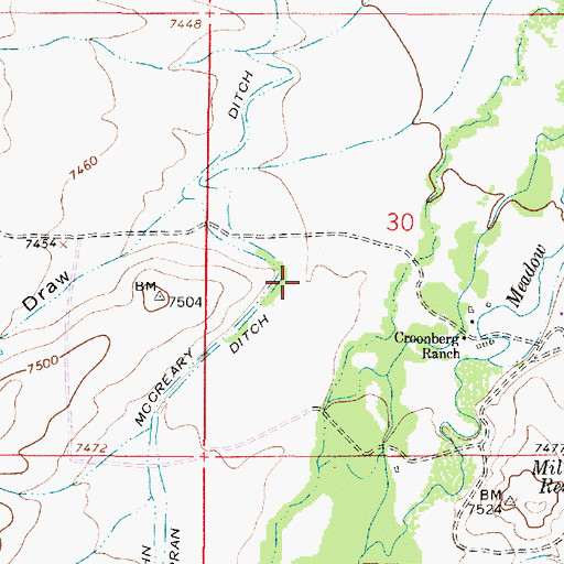 Topographic Map of Harran Ditch, WY
