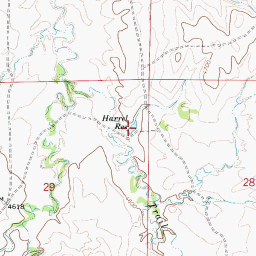 Topographic Map of Harrel Reservoir, WY