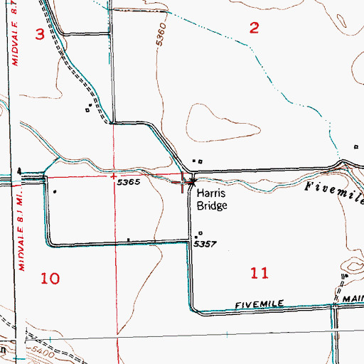 Topographic Map of Harris Bridge, WY