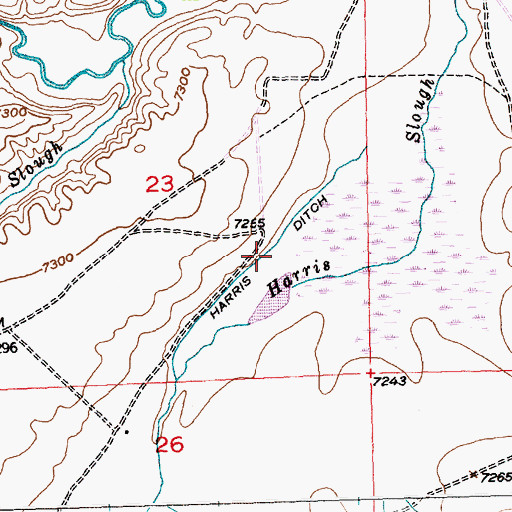 Topographic Map of Harris Ditch, WY