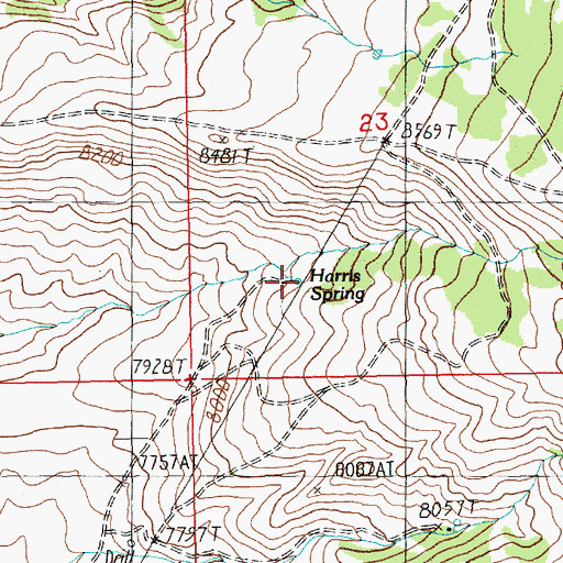 Topographic Map of Harris Spring, WY