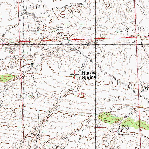 Topographic Map of Harris Spring, WY